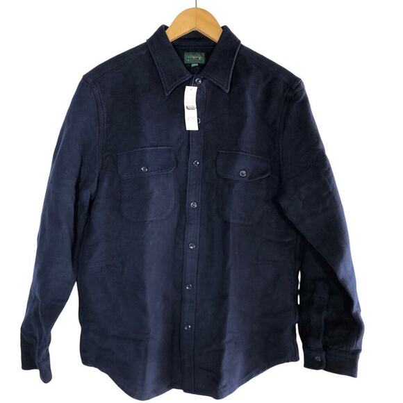 J. Crew Heavyweight Chamois Workshirt Utility 100% Cotton Navy Blue NWT Medium - Picture 4 of 10
